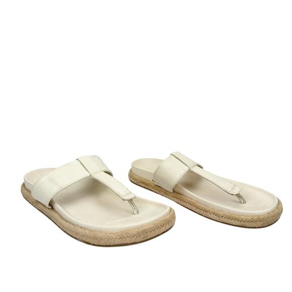 Joie Cream Faux Leather T Strap Slip On Espadrilles Sandals Sz 8.5M Lightweight - Picture 2 of 16